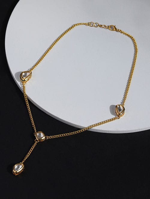 Gold Toned & White Brass Gold Plated Necklace - Image 2