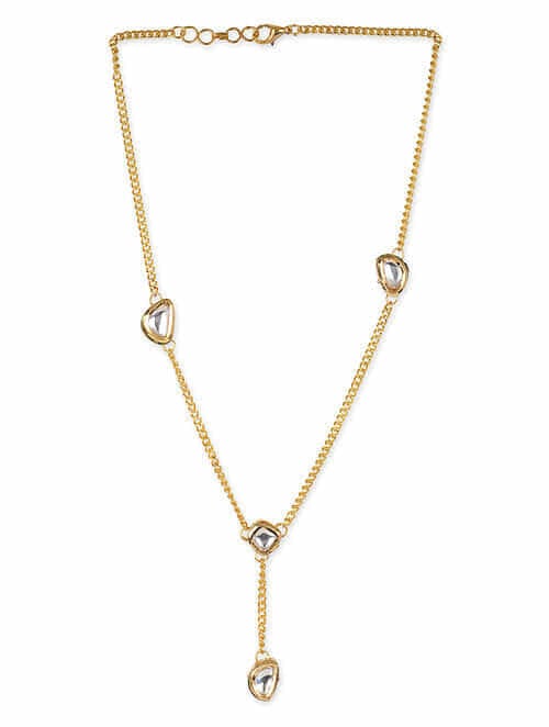 Gold Toned & White Brass Gold Plated Necklace - Image 3