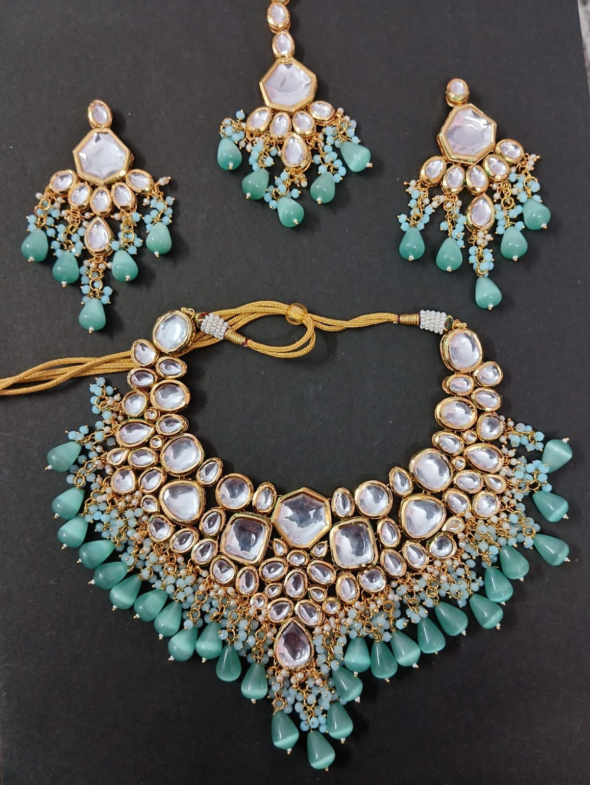 Kundan Choker Necklace With Earrings & Maangtikka
