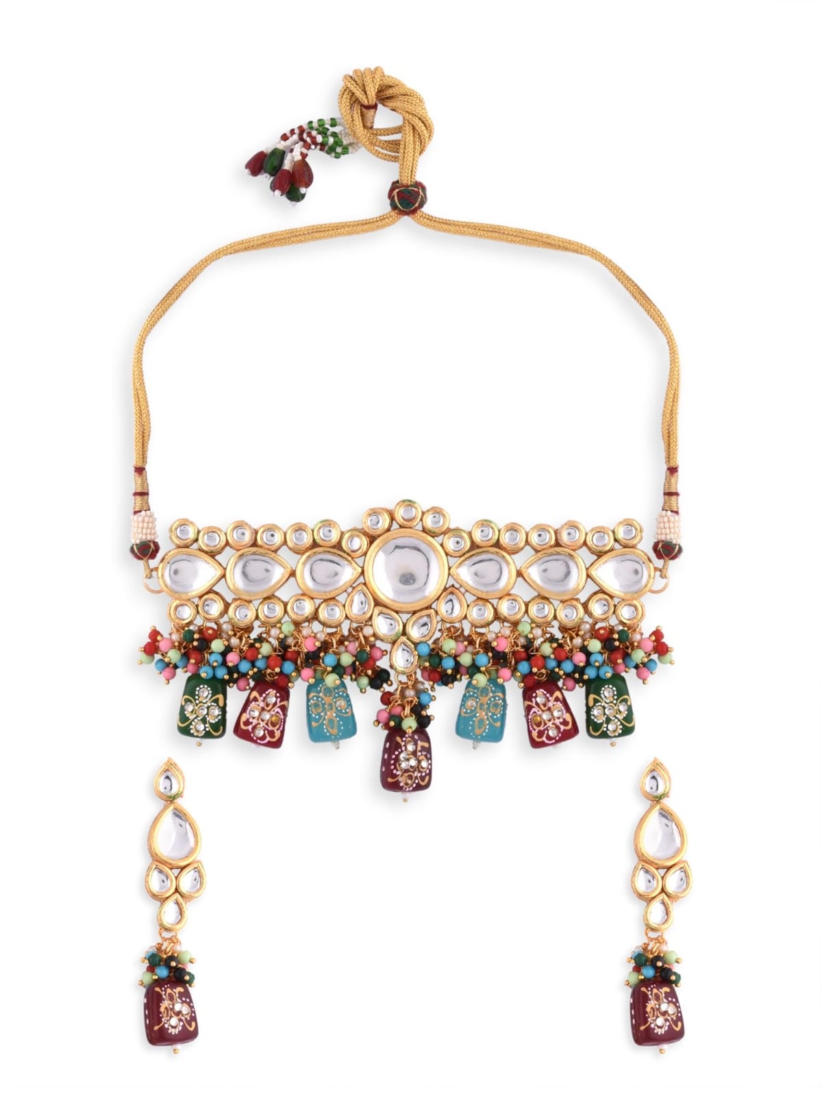 Meenakari Pearl Kundan Choker Necklace - Image 2