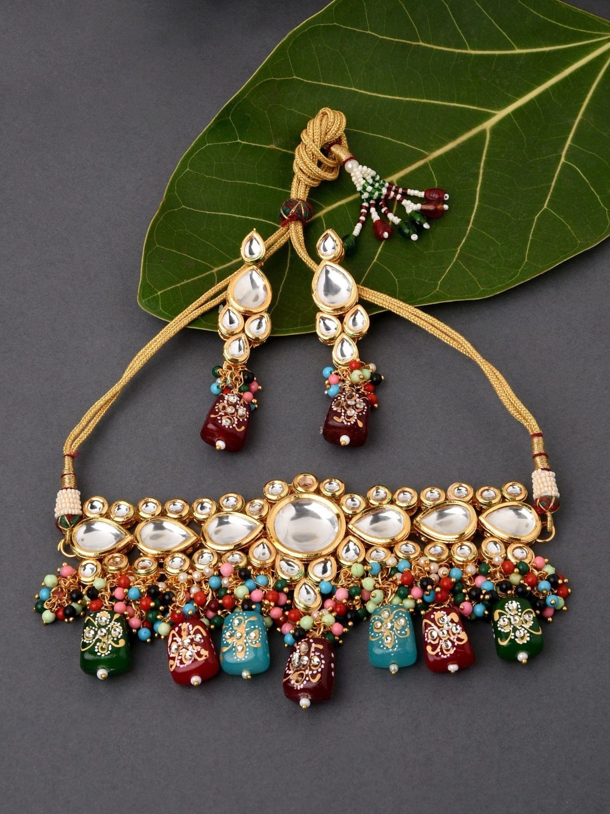 Meenakari Pearl Kundan Choker Necklace