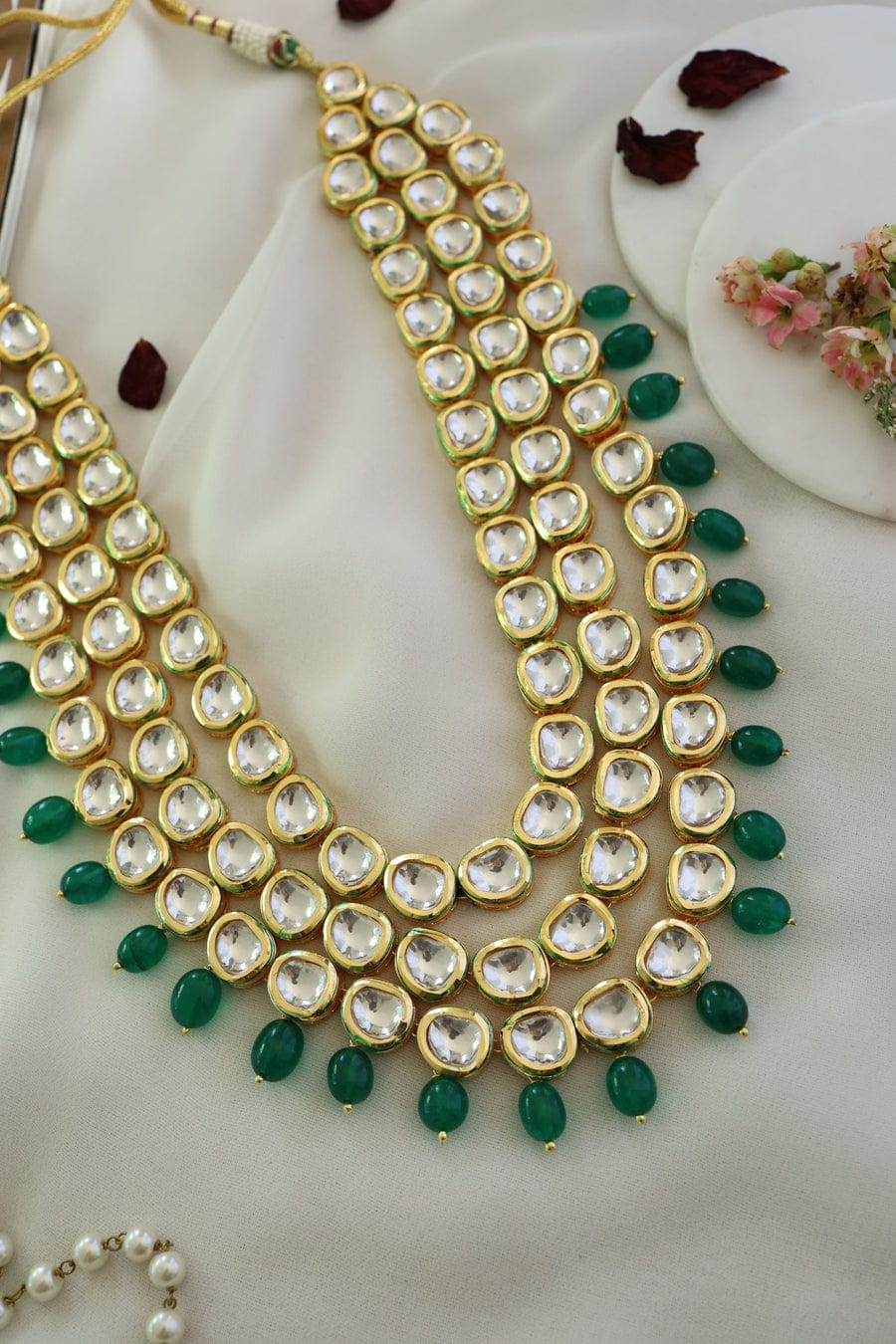 Green Kundan Kashika Embellished Necklace Set