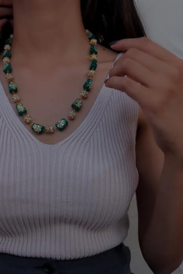 Fine White & Green Pearls Necklace