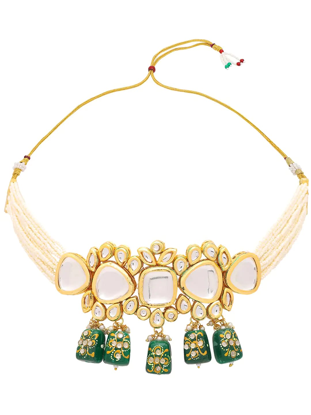 Elegant Kundan Necklace With Earrings - Image 3