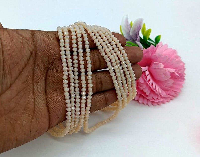 Long Peach Crystal Necklace - Image 2