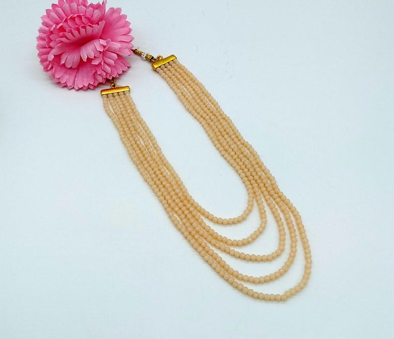 Long Peach Crystal Necklace - Image 4