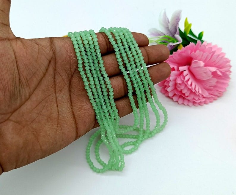 Long Green Crystal Necklace - Image 4