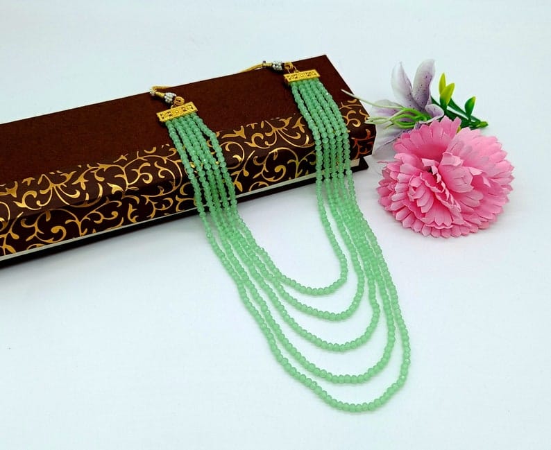 Long Green Crystal Necklace - Image 3