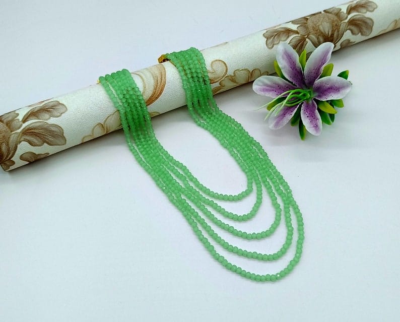 Long Green Crystal Necklace - Image 5