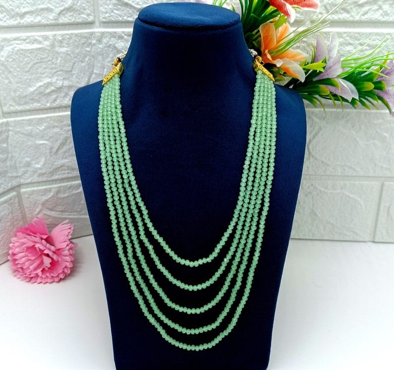 Long Green Crystal Necklace