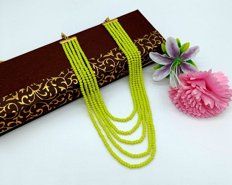 Long Yellow Crystal Necklace - Image 5