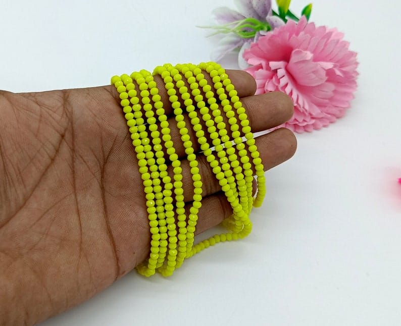 Long Yellow Crystal Necklace - Image 3
