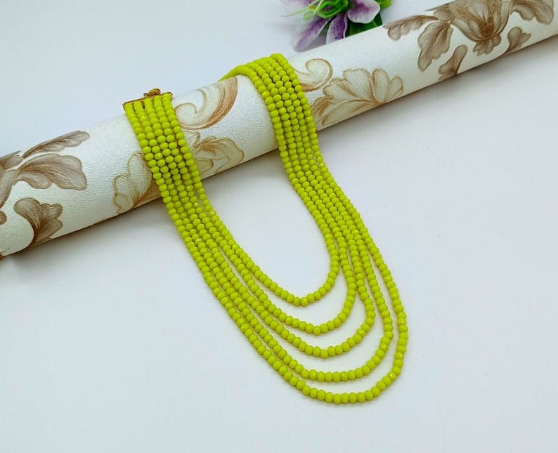 Long Yellow Crystal Necklace - Image 4