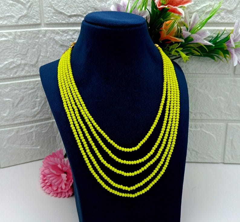 Long Yellow Crystal Necklace