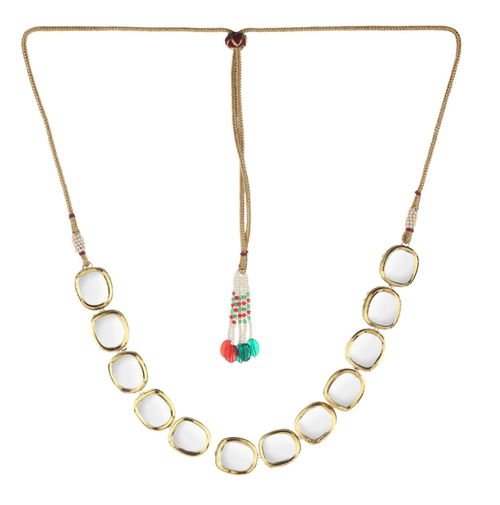 Elegant Kundan Necklace With Earrings - Image 4
