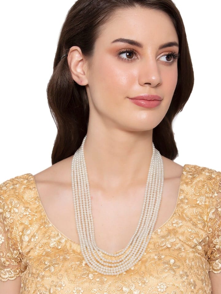 Pearls Gold Tone Fusion Wear Layered Pearls Necklace