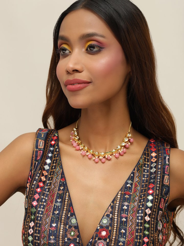 22kt Gold Plated Kundan Necklace Set - Image 2
