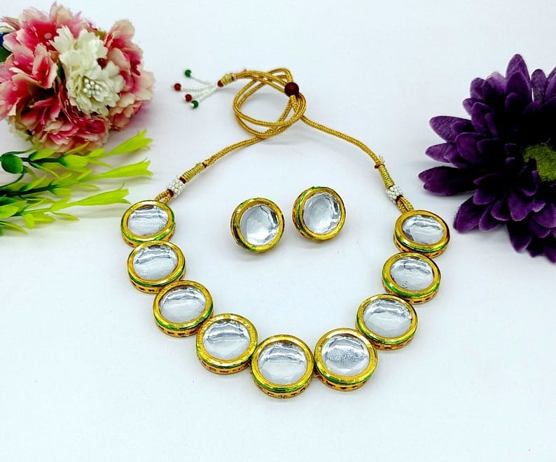 22kt Gold Plated Multi Gemstone Necklace Set - Image 2