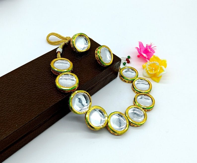 22kt Gold Plated Multi Gemstone Necklace Set - Image 4
