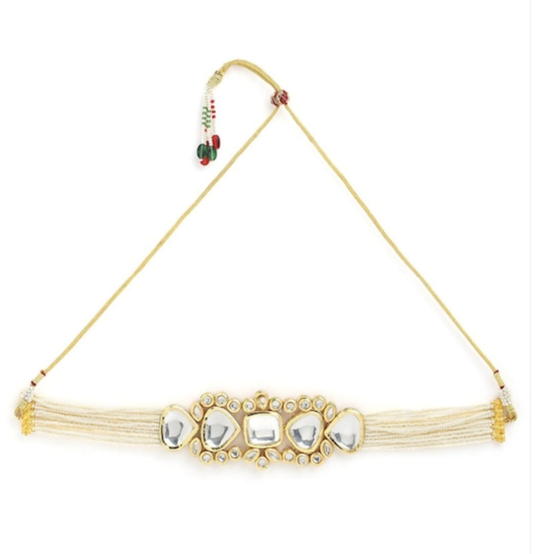 Gold Plated Kundan Necklace Set - Image 3