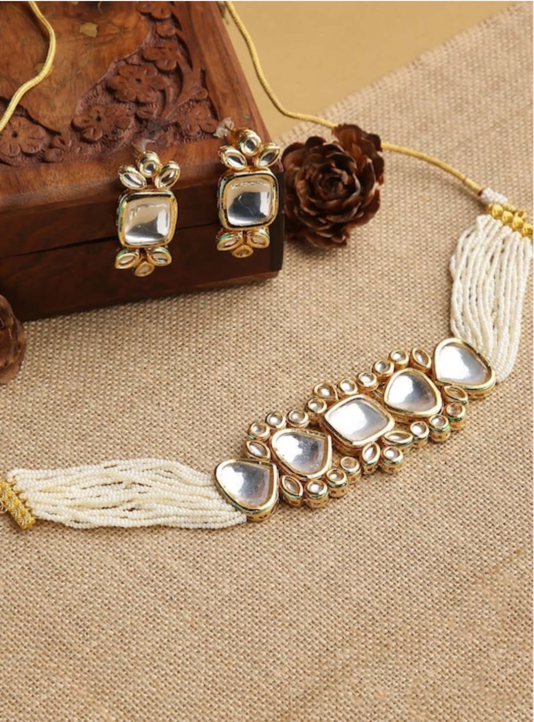 Gold Plated Kundan Necklace Set