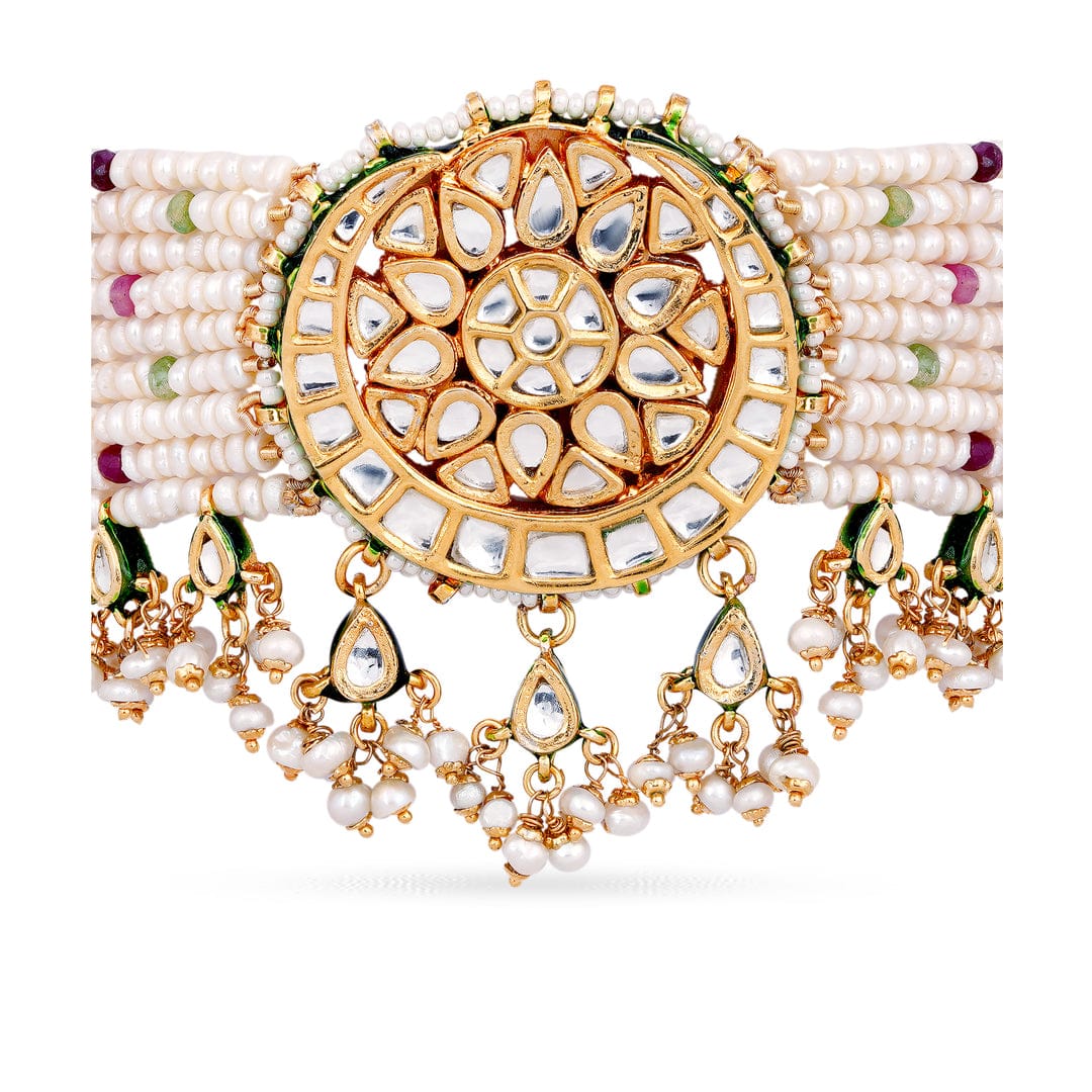 22kt Gold Plated Kundan Necklace Set - Image 5