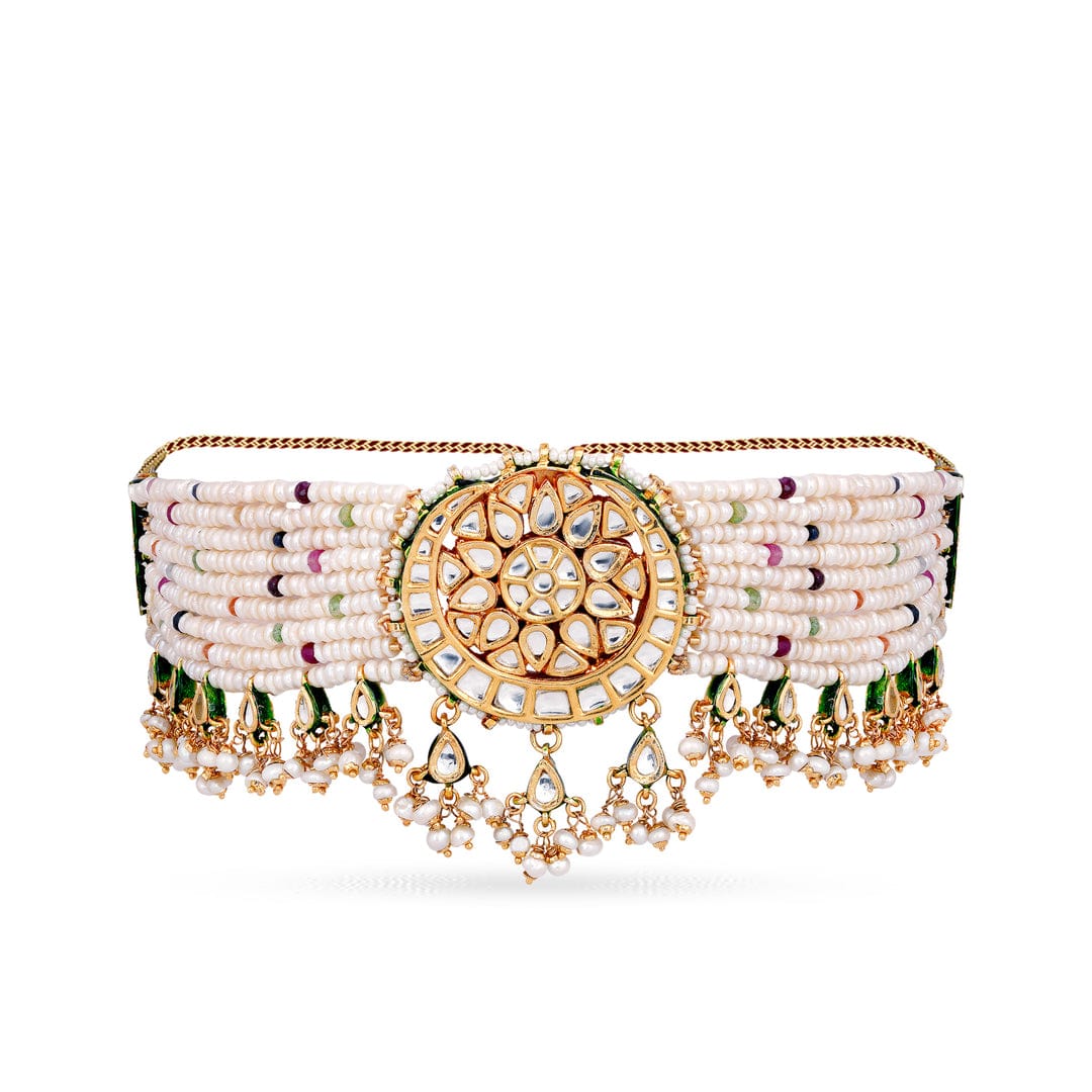 22kt Gold Plated Kundan Necklace Set - Image 4