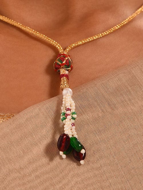 Green Pearl Beaded Layered Necklace - Image 5