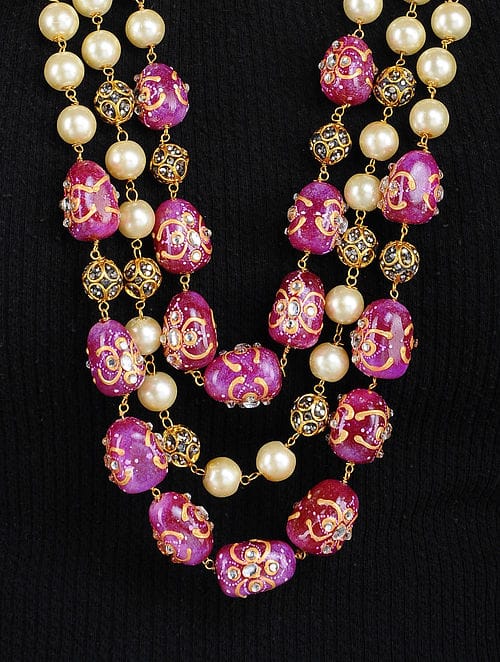 Rani haar mala set long necklace set jadau jarau hyderabadi nizami jewelry - Image 2
