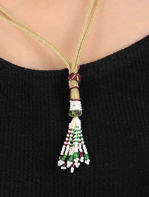 Rani haar mala set long necklace set jadau jarau hyderabadi nizami jewelry - Image 4