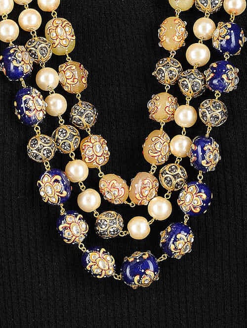 Rani haar mala set long necklace set jadau jarau hyderabadi nizami jewelry - Image 2