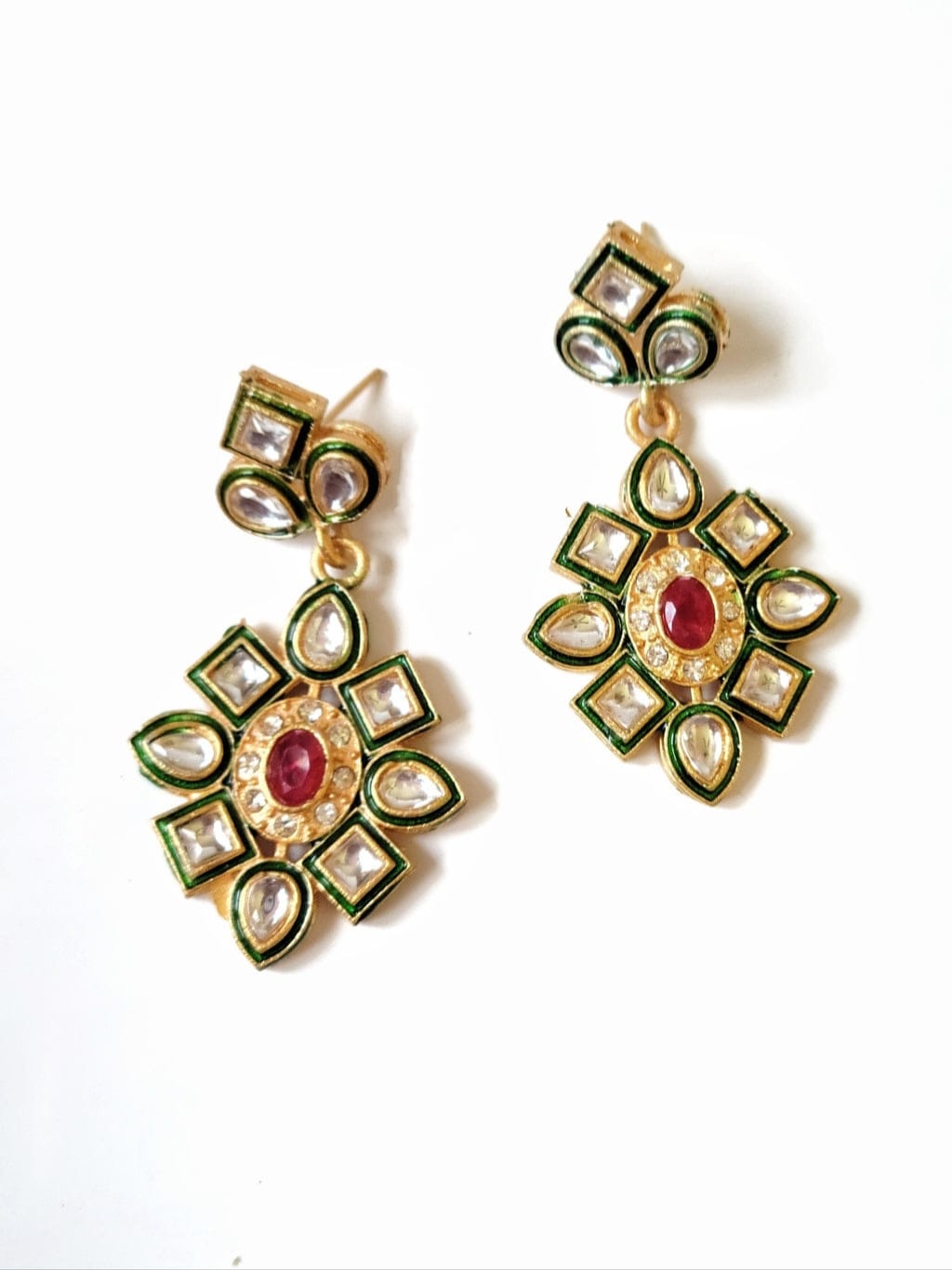 Gold Plated Pearl Kundan Necklace Set - Image 2