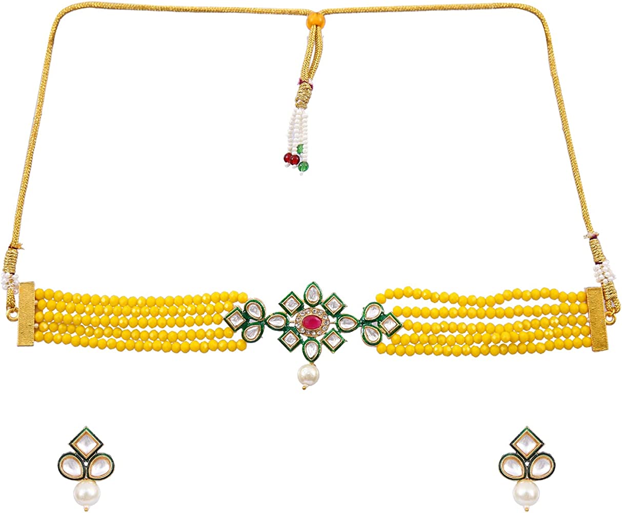 Crystal Beaded Kundan Necklace Set - Image 3