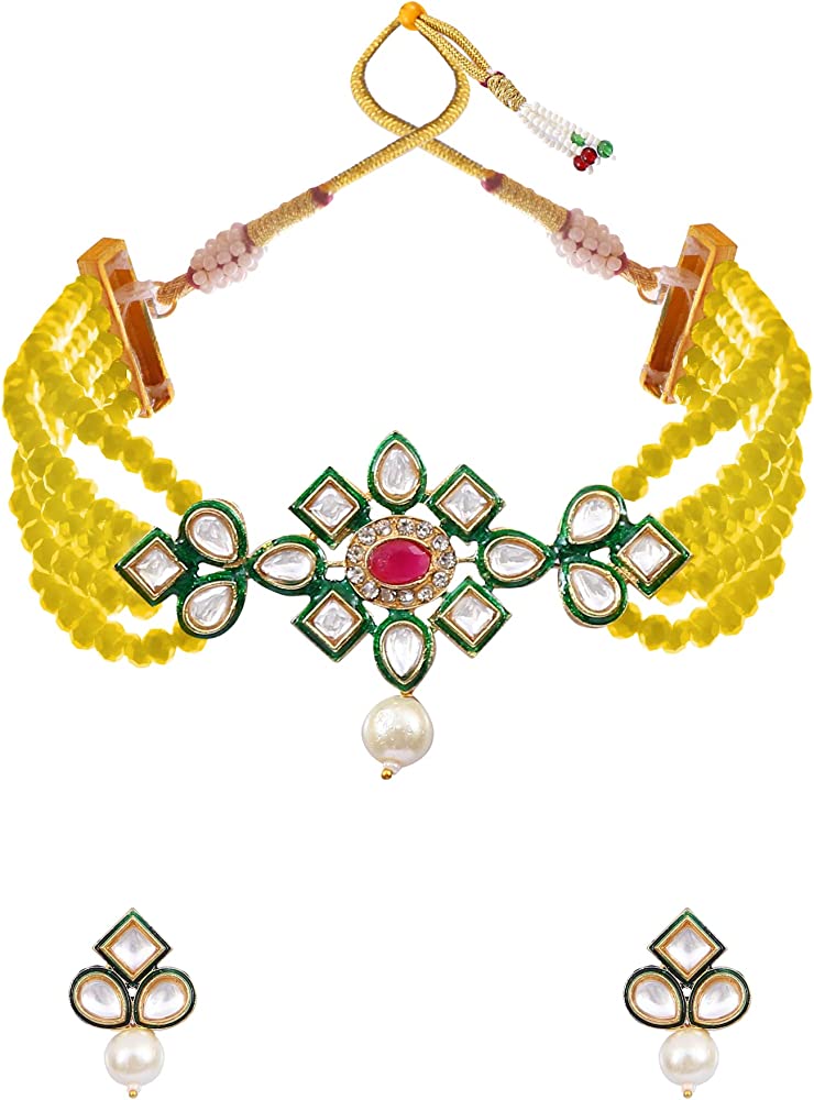 Crystal Beaded Kundan Necklace Set - Image 2