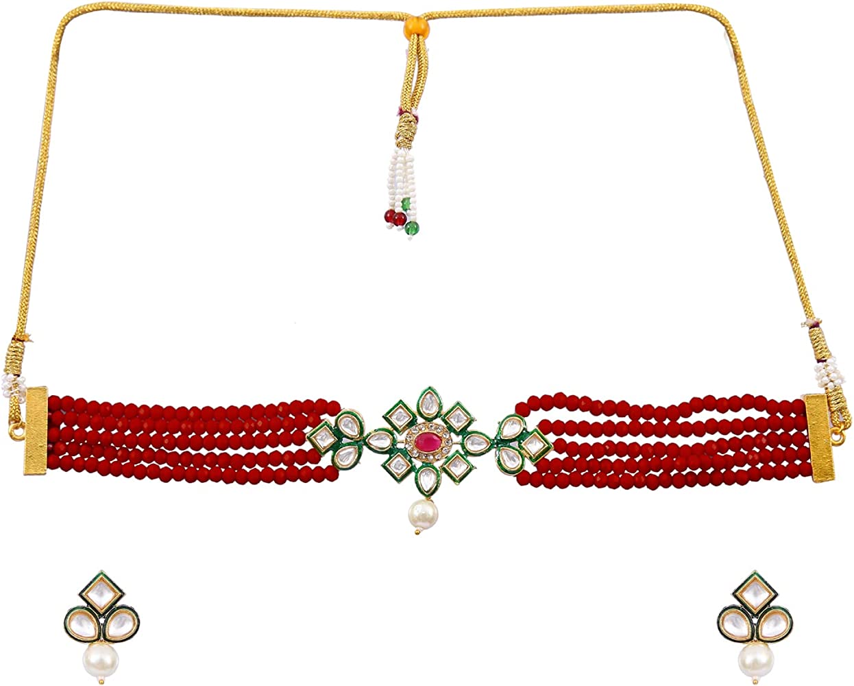 Crystal Beaded Kundan Necklace Set - Image 2
