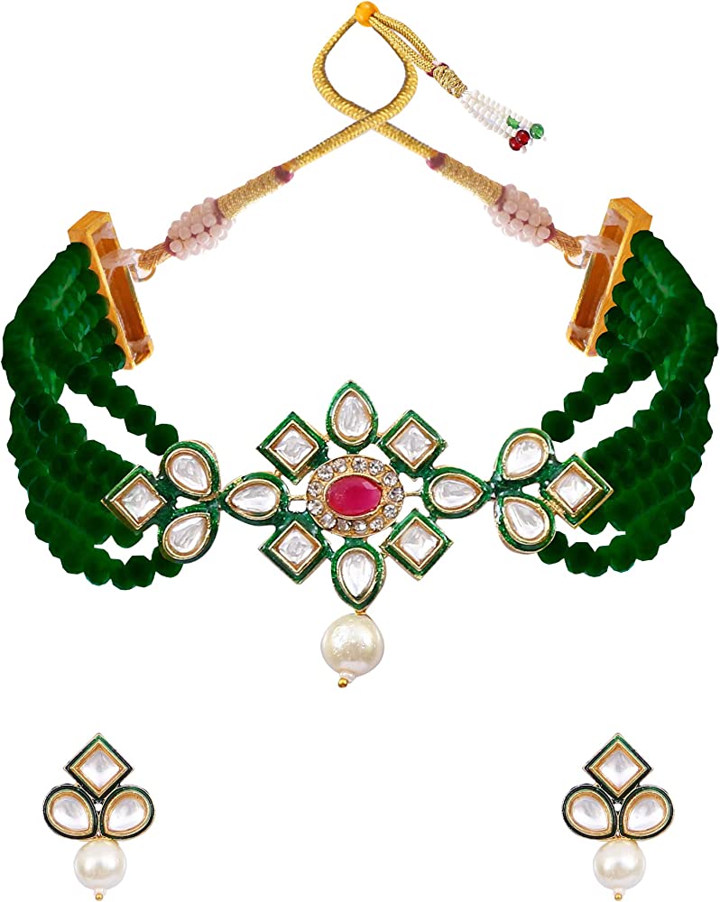 Crystal Beaded Kundan Necklace Set