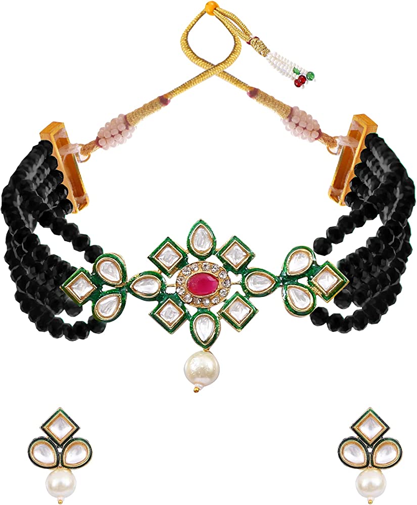 Crystal Beaded Kundan Necklace Set - Image 2