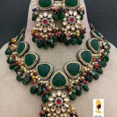 Victorian Uncut Polki Faux Diamond Necklace set