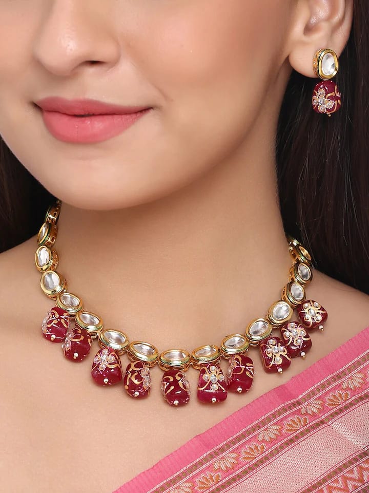 Kundan Choker Necklace Set With Earrings