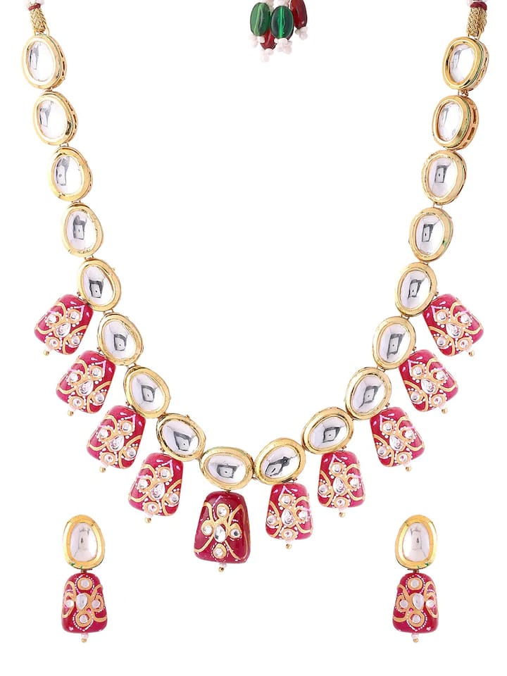 Kundan Choker Necklace Set With Earrings - Image 4