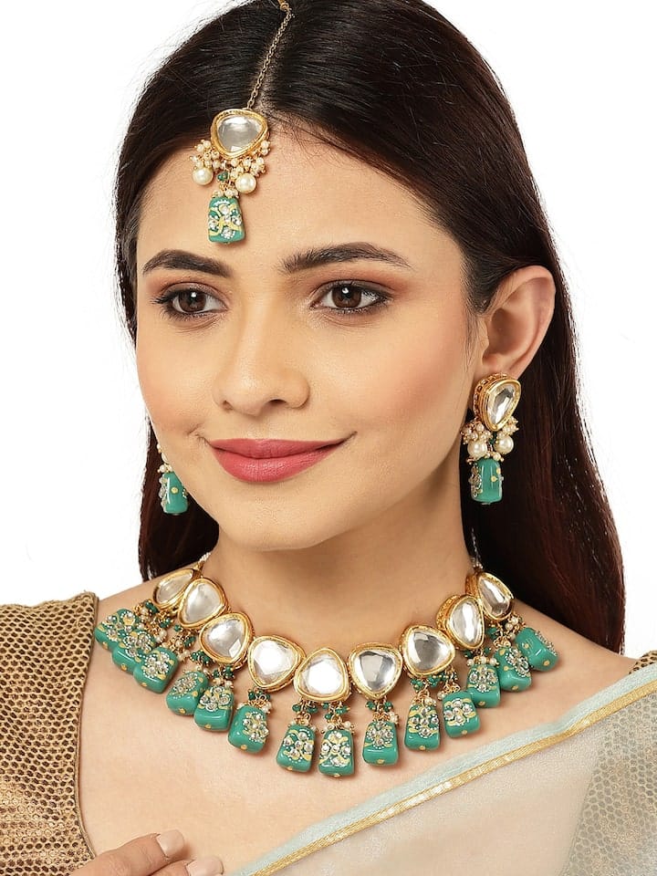 Gold-Plated Kundan-Studded Jewellery Set - Image 2