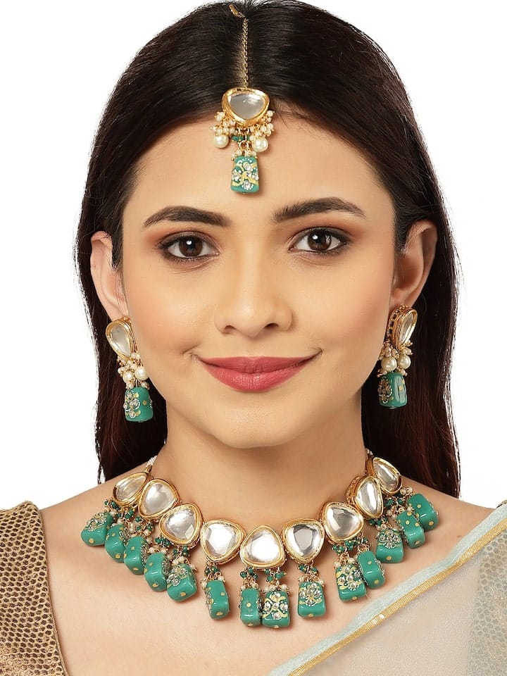 Gold-Plated Kundan-Studded Jewellery Set - Image 3