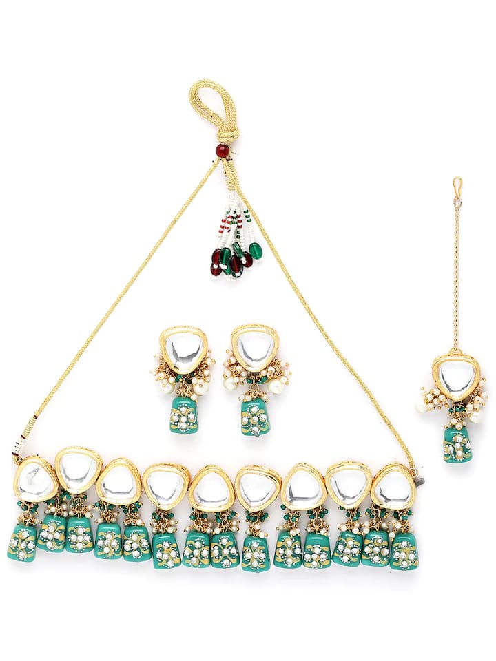 Gold-Plated Kundan-Studded Jewellery Set - Image 4
