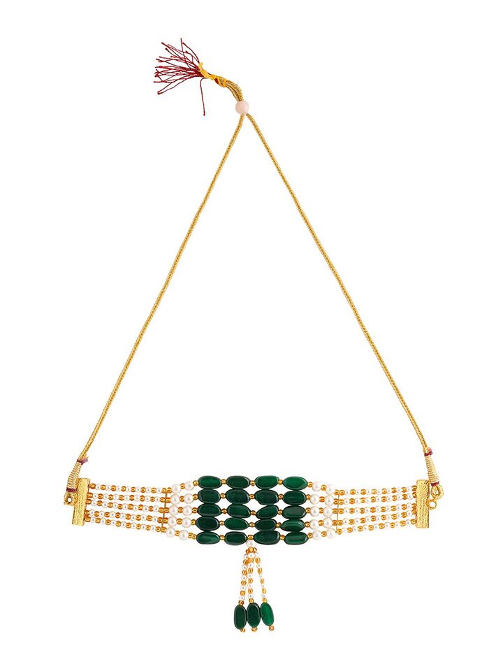 Gold-Toned & Green Choker Necklace - Image 4