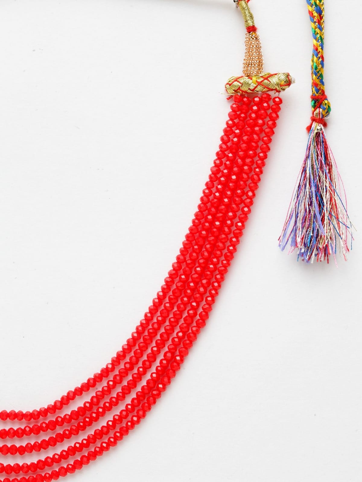 Beaded Layered Necklace Red - Image 4