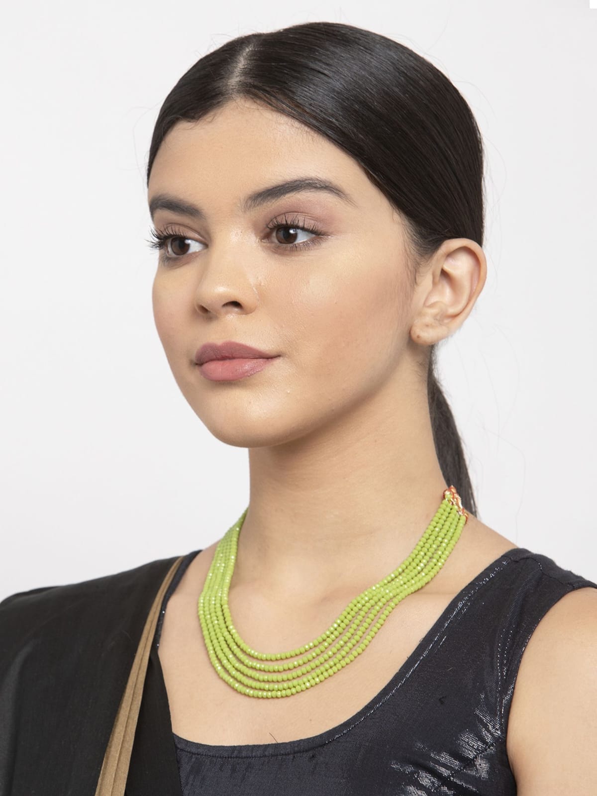 Beaded Layered Necklace Green - Image 2