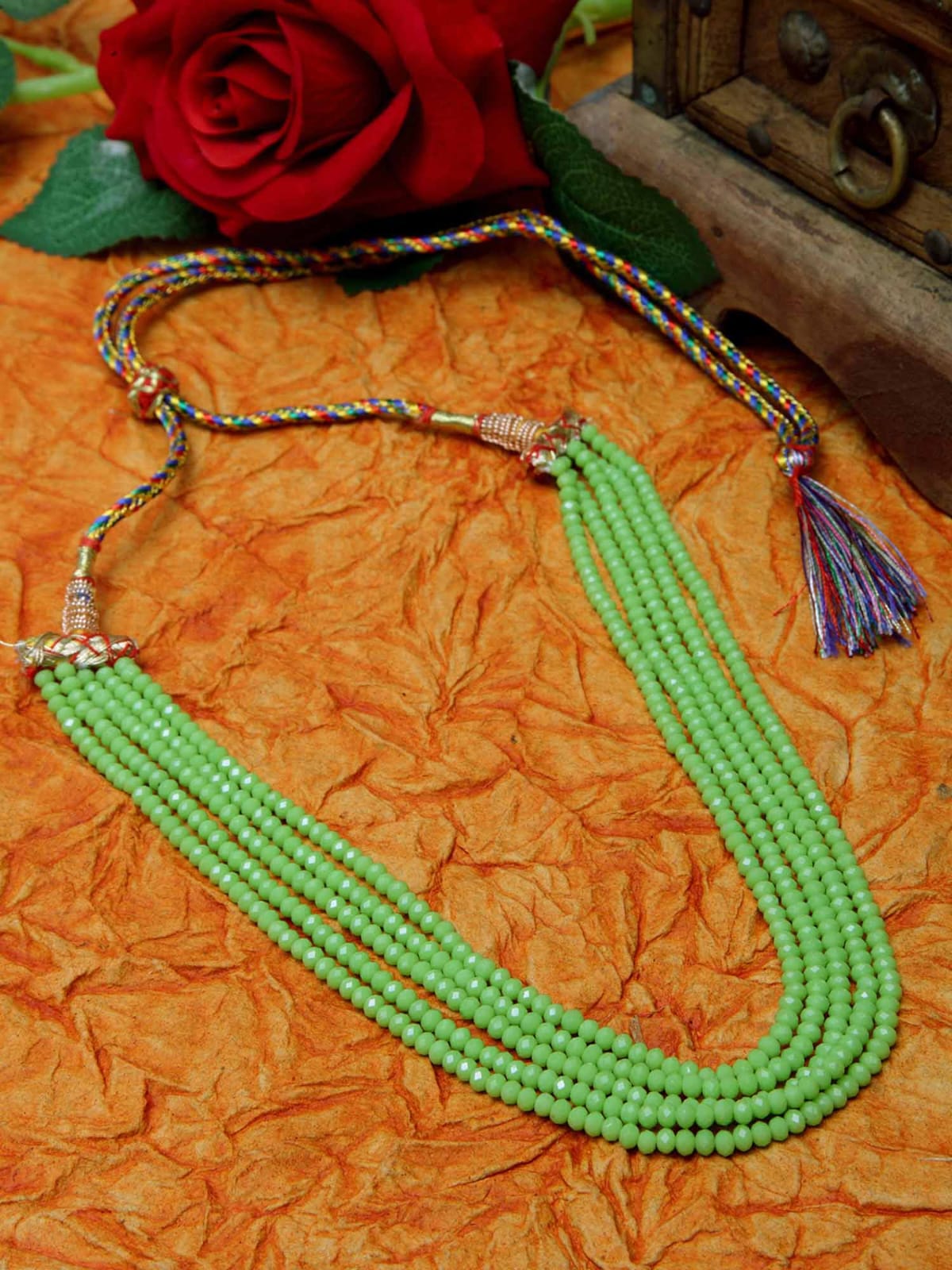 Beaded Layered Necklace Green
