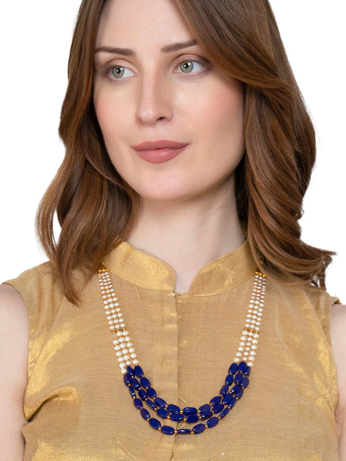 Beaded Layered Necklace Blue - Image 2