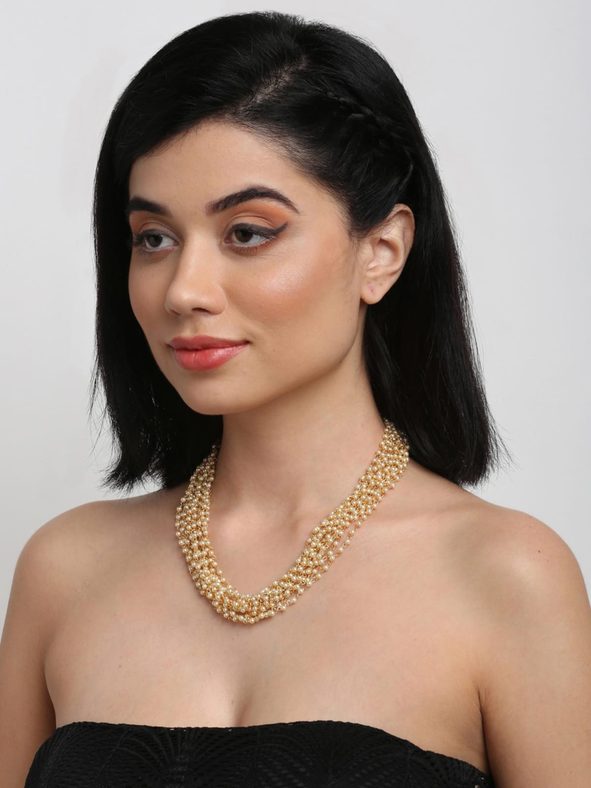 White Gold-Plated Pearl Necklace - Image 2