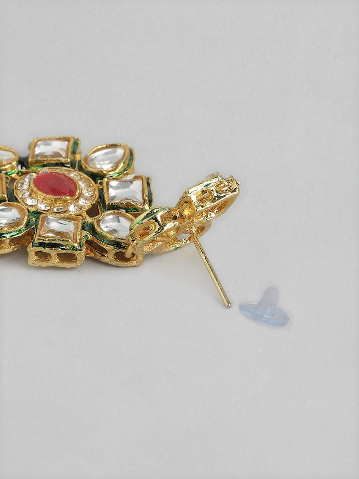 Red Gold Plated Designer Stone Studded Jewellery - Image 7